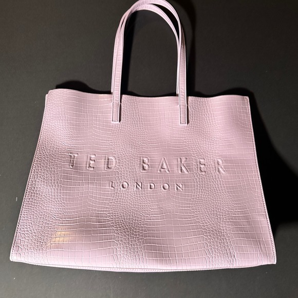 Ted Baker Tote Bag Large Croc Embossed Lilac Pink The Icon Tote London Barbiecor - Picture 11 of 14
